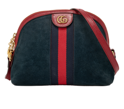 Small Ophidia Dome, Suede, Navy/Red, 499621, 2*